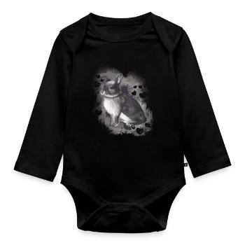 Rabbit - Organic Longsleeve Baby Bodysuit - black - Front