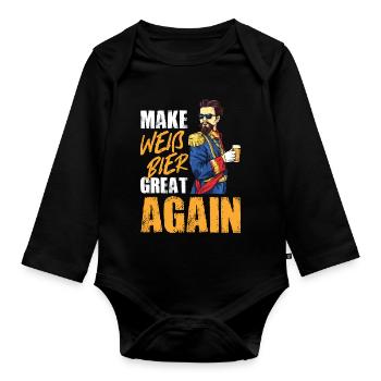 Weißbier Geschenk für echte Bayern - Baby Bio-Langarm-Body - Schwarz - Vorne