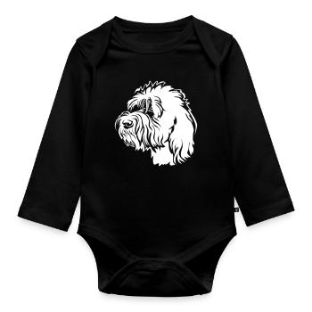 Petit Basset Griffon Vendéen Tête « Black Edition » - Body Bébé bio manches longues - noir - Devant