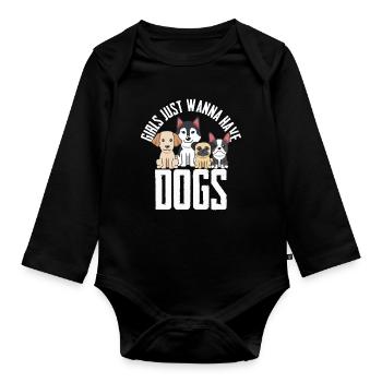 Les filles mamans de chien veulent juste avoir des chiens - Body Bébé bio manches longues - noir - Devant
