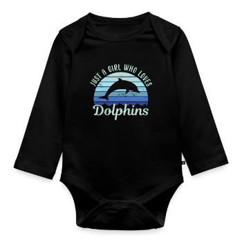 Dolphin Dolphin - Organic Longsleeve Baby Bodysuit - black - Front