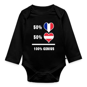 France and Austria Ingenious / Gift - Organic Longsleeve Baby Bodysuit - black - Front