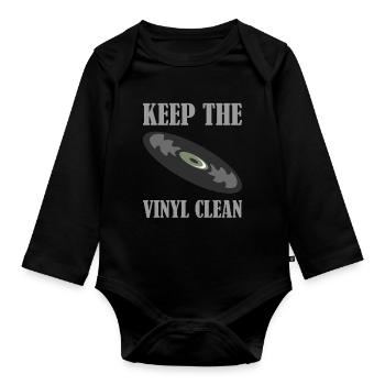 Record keep the vinyl clean - Organic Longsleeve Baby Bodysuit - black - Front