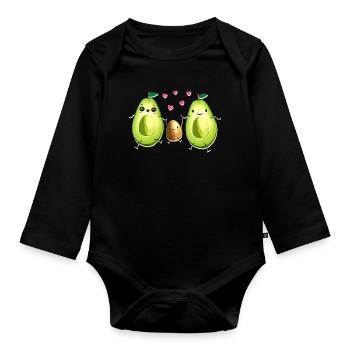 Avocat - Famille - Look partenaire - Grossesse - Body Bébé bio manches longues - noir - Devant