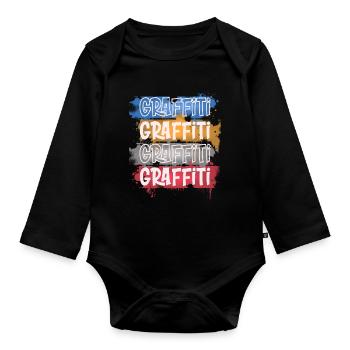 graffiti - Organic Longsleeve Baby Bodysuit - black - Front