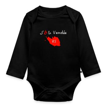j'aime la vendee carte 85 - Body Bébé bio manches longues - noir - Devant