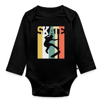 Skaten Skater Skate Vintage - Baby Bio-Langarm-Body - Schwarz - Vorne
