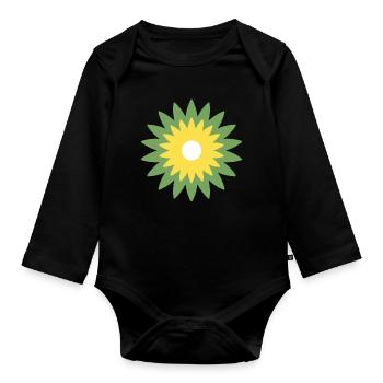 Blume - Baby Bio-Langarm-Body - Schwarz - Vorne