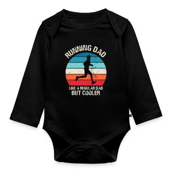 Running Dad Funny Marathon Runner Vintage - Organic Longsleeve Baby Bodysuit - black - Front