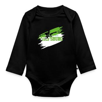 Grün Weiß Wolfsburg Fussball - Baby Bio-Langarm-Body - Schwarz - Vorne