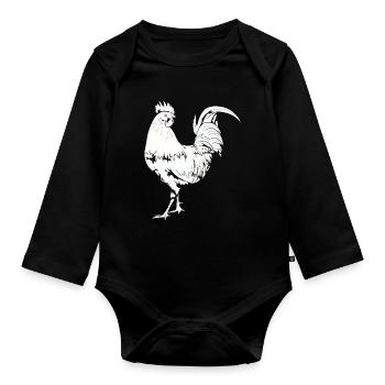 Rooster Chicken Rooster - Organic Longsleeve Baby Bodysuit - black - Front