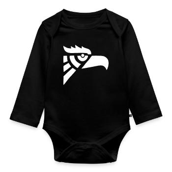 Aztec white eagle head - Organic Longsleeve Baby Bodysuit - black - Front