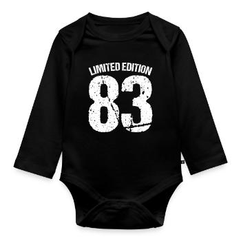 Limited Edition 83 Badge - Organic Longsleeve Baby Bodysuit - black - Front