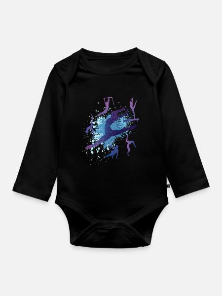Tanzen Balett Sport Gymnastik Mädchen Frau Turnen - Baby Bio-Langarm-Body - Schwarz