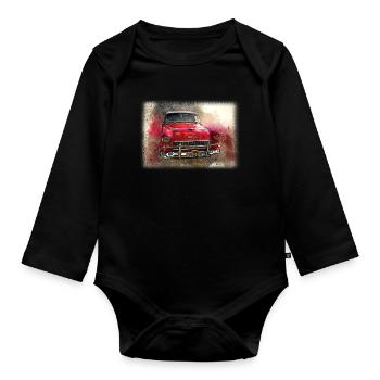 Nostalgisches Altes Amerikanisches Traumauto - Baby Bio-Langarm-Body - Schwarz - Vorne