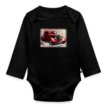 Nostalgisches Altes Amerikanisches Traumauto - Baby Bio-Langarm-Body - Schwarz - Vorne