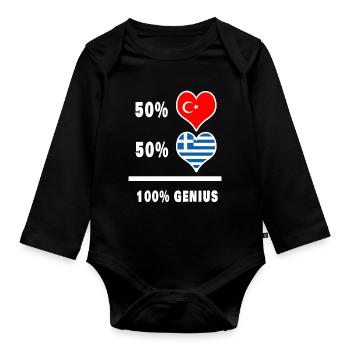 Greece and Turkey awesome / Gift - Organic Longsleeve Baby Bodysuit - black - Front