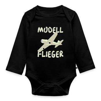 Modellflieger - Baby Bio-Langarm-Body - Schwarz - Vorne