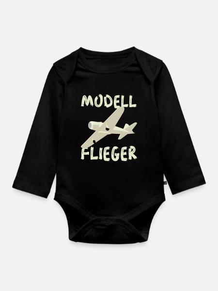 Modellflieger - Baby Bio-Langarm-Body - Schwarz