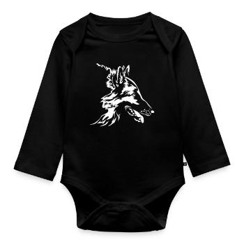 Tervuren Head "Black Edition" - Organic Longsleeve Baby Bodysuit - black - Front