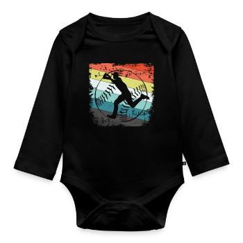 Baseball joueur - Body Bébé bio manches longues - noir - Devant