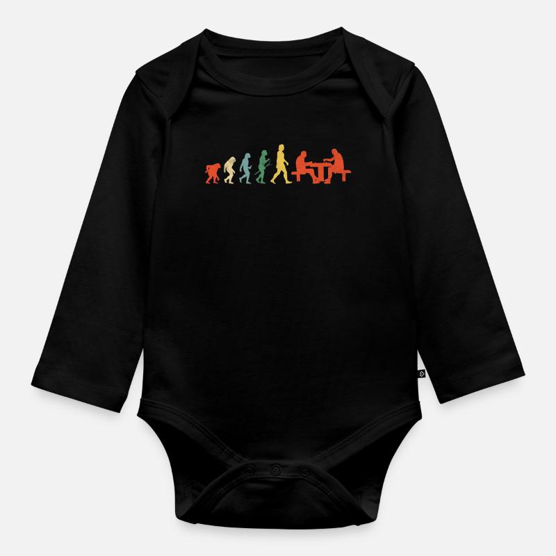 Chess Player Evolution Chess Gift - Organic Longsleeve Baby Bodysuit - black