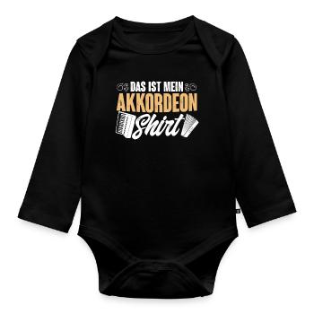 Akkordeon - Baby Bio-Langarm-Body - Schwarz - Vorne