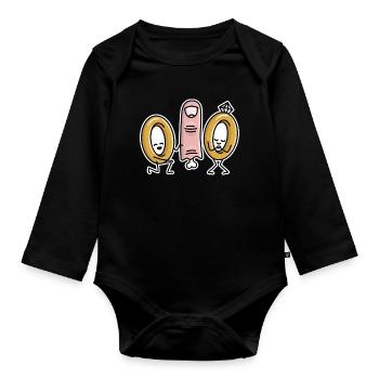 Demande en mariage bagues de mariage fiançailles - Body Bébé bio manches longues - noir - Devant