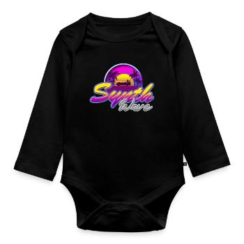 Synth-Wave Music Neon-Vibe Electrowave sunset - Body Bébé bio manches longues - noir - Devant