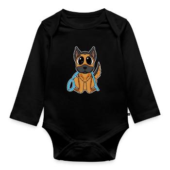 Deutscher Schäferhund - Baby Bio-Langarm-Body - Schwarz - Vorne
