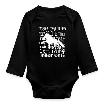 Kraftvolles Islandpferd Tölt Tölt Tölt  - Baby Bio-Langarm-Body - Schwarz - Vorne