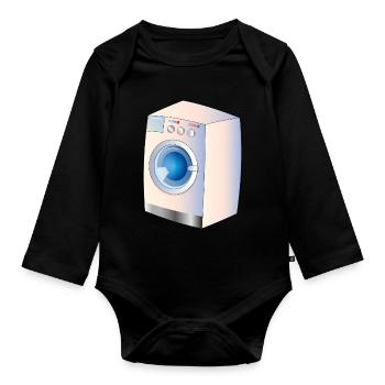 Washing machine in comic style for fresh ideas - Organic Longsleeve Baby Bodysuit - black - Front
