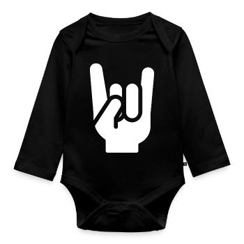 Heavy Metal Hand - Organic Longsleeve Baby Bodysuit - black - Front