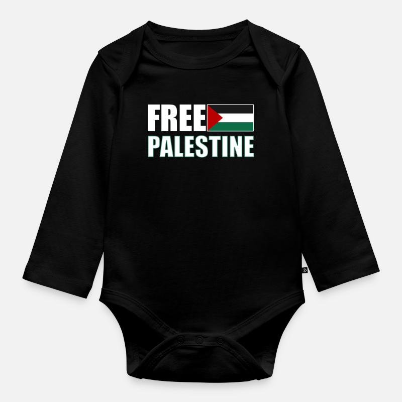 Free Palestine - Body Bébé bio manches longues - noir