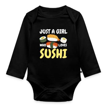 Sushi Japanese Kawaii Sushi Lovers - Organic Longsleeve Baby Bodysuit - black - Front