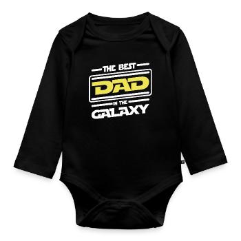 The best Dad in the galaxy - Parody humor - Organic Longsleeve Baby Bodysuit - black - Front
