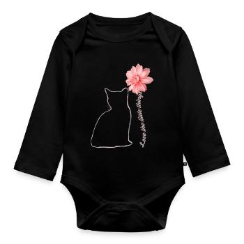 Miezekatze Mit Blume Katze Geschenk - Baby Bio-Langarm-Body - Schwarz - Vorne