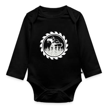 Kettensäge im Wald Badge - Baby Bio-Langarm-Body - Schwarz - Vorne