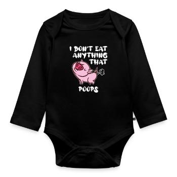 Statement Schwein Vegan - Baby Bio-Langarm-Body - Schwarz - Vorne