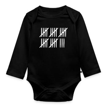 28 birthday tally sheet 28 years old - Organic Longsleeve Baby Bodysuit - black - Front