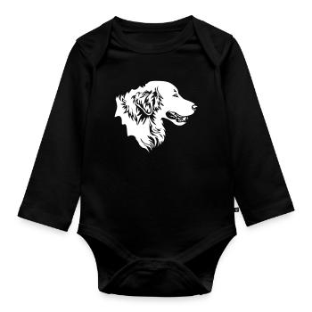 Golden Retriever head "Black Edition" - Organic Longsleeve Baby Bodysuit - black - Front