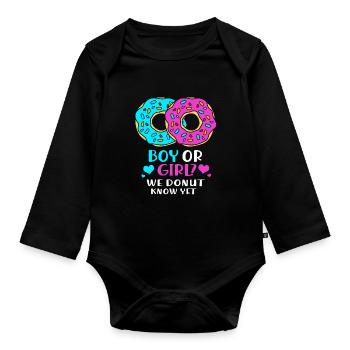 Expectant mothers mom - Organic Longsleeve Baby Bodysuit - black - Front