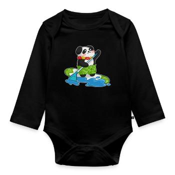 Stand Up Paddling Stand up Paddler Panda - Body Bébé bio manches longues - noir - Devant