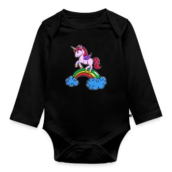 Licorne Cool Animal - Body Bébé bio manches longues - noir - Devant