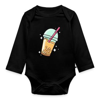 Bubble Tee Boba Tea - Organic Longsleeve Baby Bodysuit - black - Front