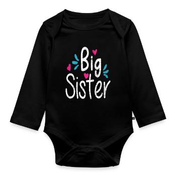 BIG SISTER, die große Schwester - Baby Bio-Langarm-Body - Schwarz - Vorne