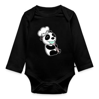 Boiling Baby Panda - Organic Longsleeve Baby Bodysuit - black - Front