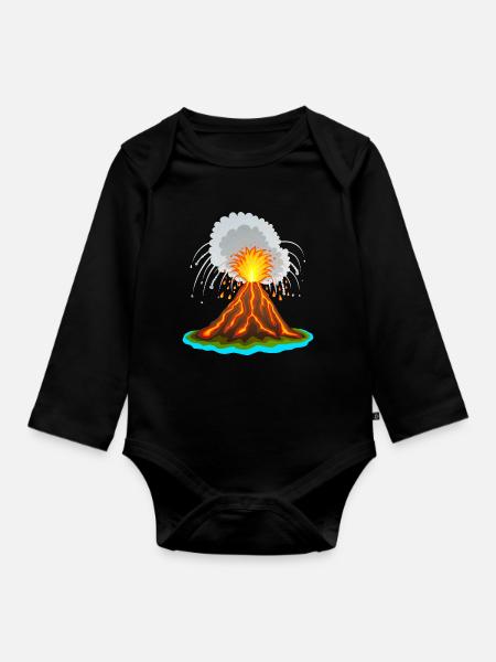 Vulkan, Vulkanausbuch, Lava, Magma,Vulkane vulcano - Baby Bio-Langarm-Body - Schwarz