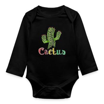 Cactus Colorful - Body Bébé bio manches longues - noir - Devant