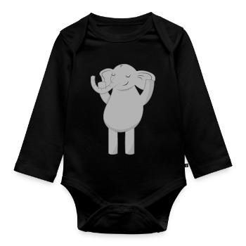Elephant elephant - Organic Longsleeve Baby Bodysuit - black - Front
